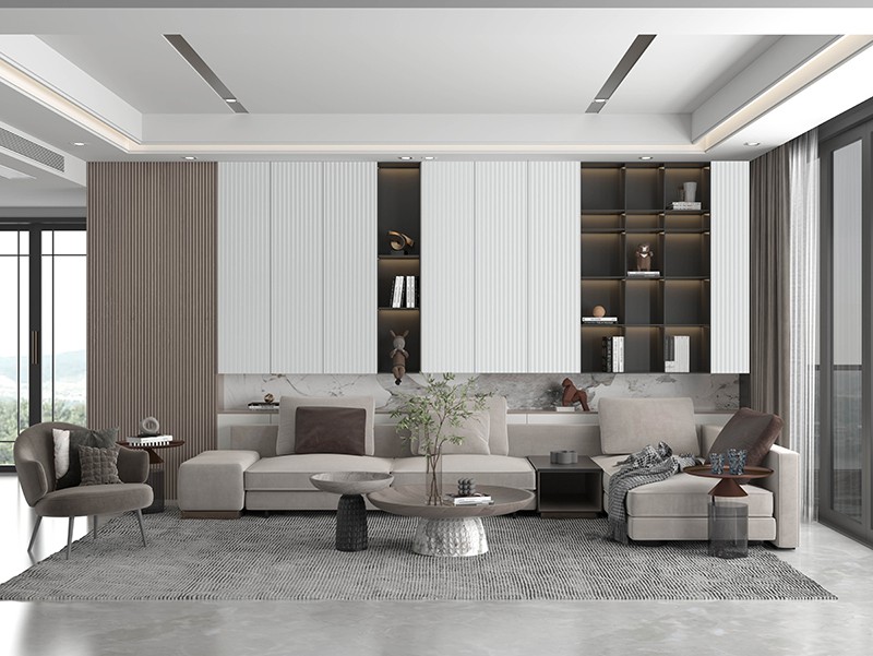 minimalist handleless cabinet design living room