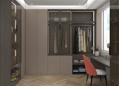 הליכה מזכוכית בארון בגדים