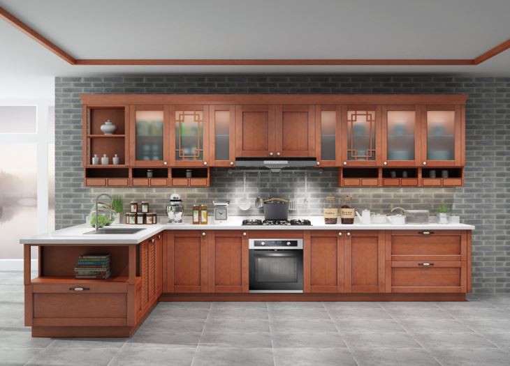 Assembled All Wood Kitchen Cabinets