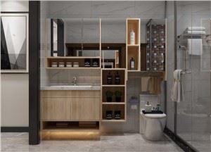 ארון אמבטיה מעץ